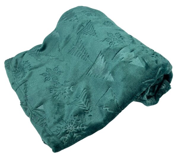 Home Elements Mikroflanelová deka, jacquard vzor Stromčeky, tmavo zelená