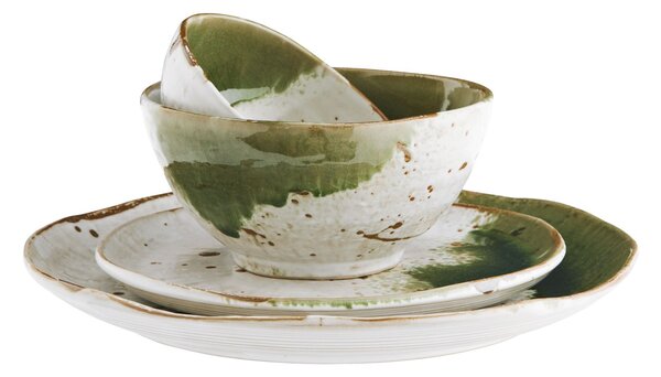 Dezertný tanier White/Green/Natural 21 cm