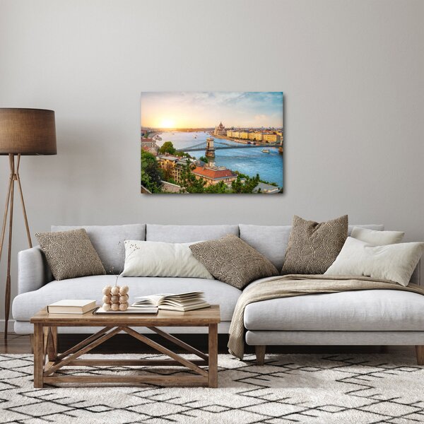 Obraz mesta Budapešť s riekou (70x50 cm)