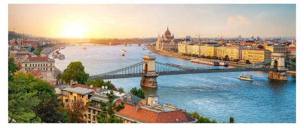 Obraz mesta Budapešť s riekou (120x50 cm)