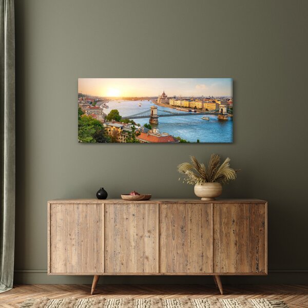 Obraz mesta Budapešť s riekou (120x50 cm)