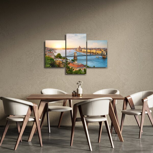 Obraz mesta Budapešť s riekou (90x60 cm)