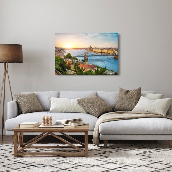 Obraz mesta Budapešť s riekou (90x60 cm)