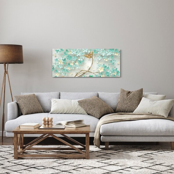 Obraz kvety s motýľmi (120x50 cm)