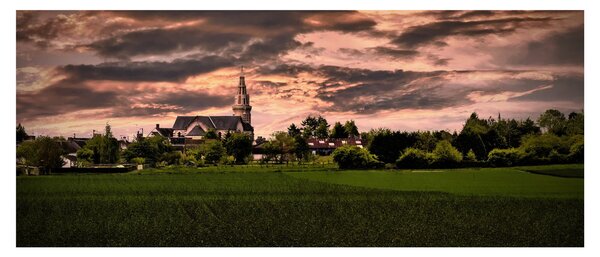 Obraz krajiny s kostolom (120x50 cm)