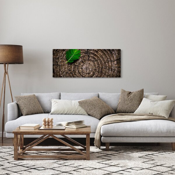 Obraz listu na kmeni stromu (120x50 cm)