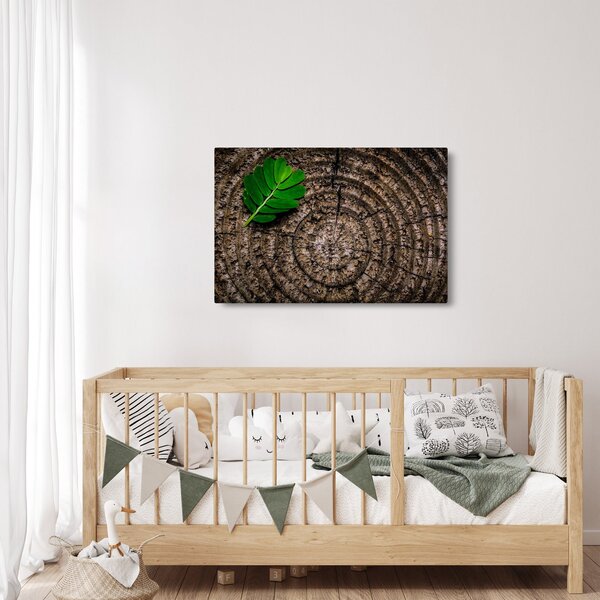 Obraz listu na kmeni stromu (90x60 cm)