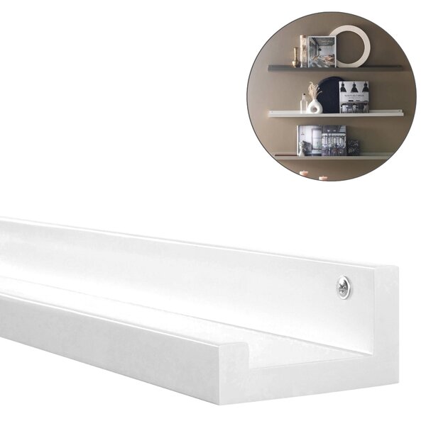 Nástenná polica na obrazy FOTOPLANK 120 cm, biela