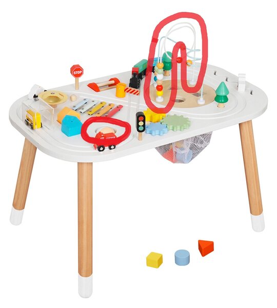 Aga4Kids Detský montessori stôl s aktivitami a vláčikodráhou 2DZ249 - II. KVALITA