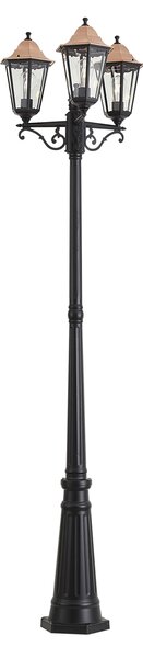 Klasická vonkajšia lampa čierna s meďou 220 cm 3-svetlá IP44 - Havana