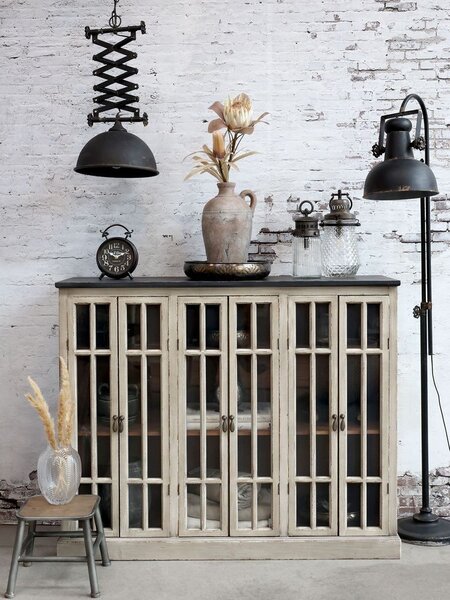 Čierna antik kovová stojacia lampa s patinou Factory - 175 cm / E27 / 60W - Chic Antique
