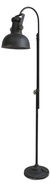 Čierna antik kovová stojacia lampa s patinou Factory - 175 cm / E27 / 60W - Chic Antique