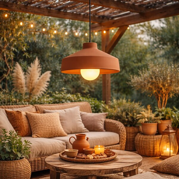 Boho závesná lampa terakota IP44 - Terracotta