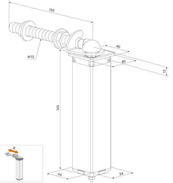 LOCINOX ® Samozatvárací pružinový záves, 90°, nastaviteľný 1D, nerez