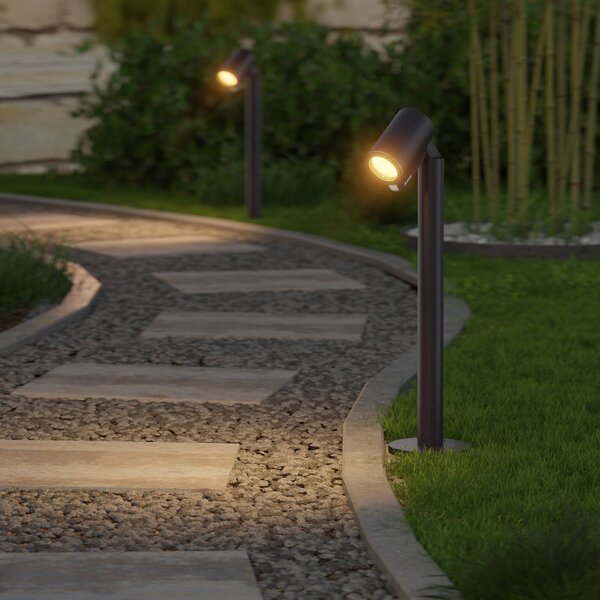 LED podlahové svietidlo STEINEL Way C, čierne, hliník, IP65, RGBWW, Čierna, Hliník, Moderný, Vonkajčie stĺpové osvetlenie
