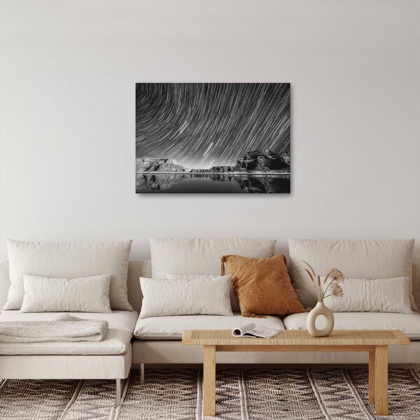 Čiernobiely obraz hviezdnej oblohy (70x50 cm)