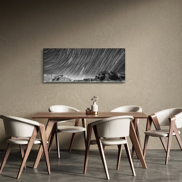 Čiernobiely obraz hviezdnej oblohy (120x50 cm)