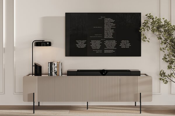 TV stolík Malmi 200 cm - kašmírová / crema bianca / čierna