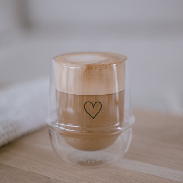 Dvojstenný pohár na cappuccino Heart 220 ml