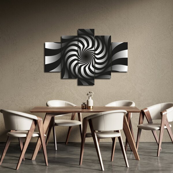 Abstraktný obraz čiernobiele špirály (150x105 cm)