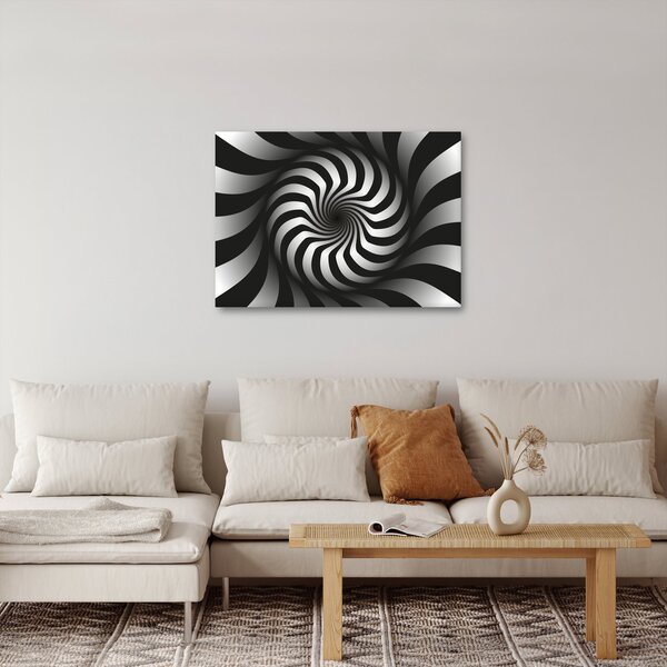 Abstraktný obraz čiernobiele špirály (70x50 cm)