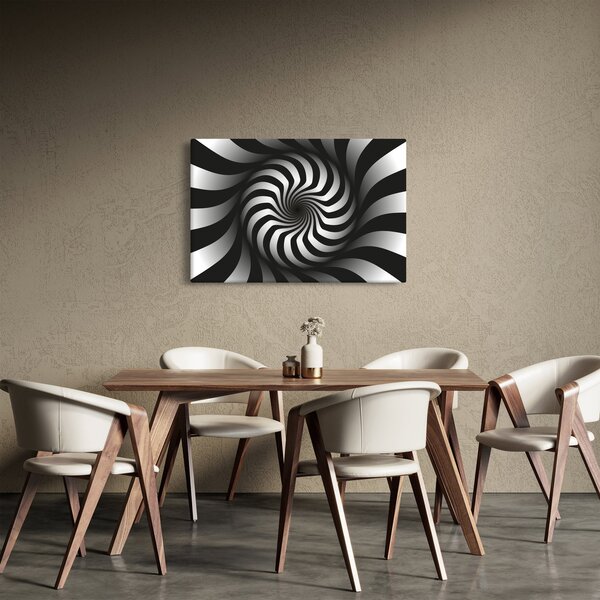 Abstraktný obraz čiernobiele špirály (90x60 cm)