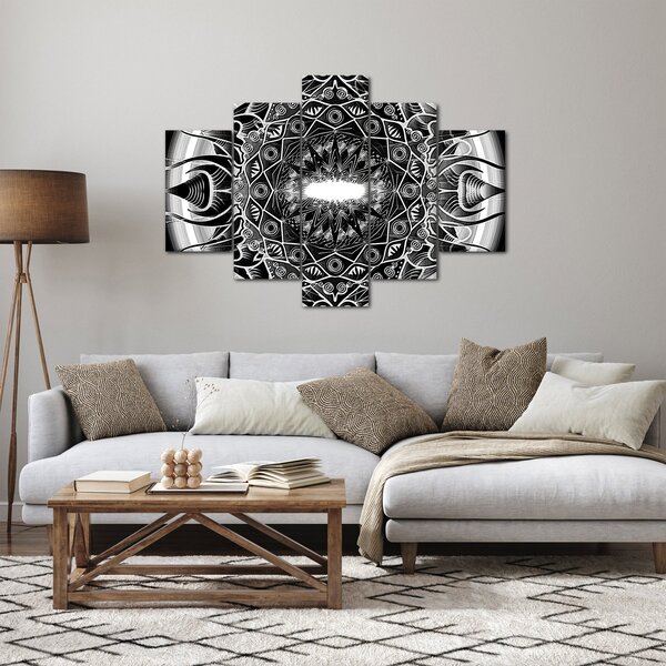 Obraz čiernobielych ornamentov (150x105 cm)
