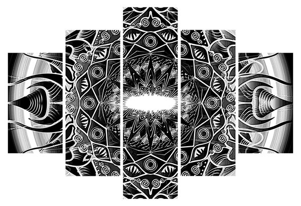 Obraz čiernobielych ornamentov (150x105 cm)