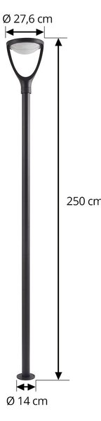 Lucande Exterierové LED svietidlo Filor, čierne, hliník, 250 cm, Čierna, Hliník, Moderný, Vonkajší veľký svietník s jedným svetlom