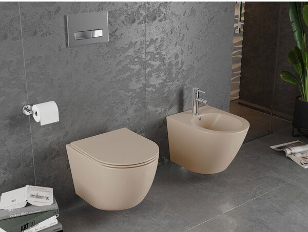 Mexen Lena WC misa Rimless s doskou s pomalým zatváraním slim, duroplast, cappuccino mat - 30224064