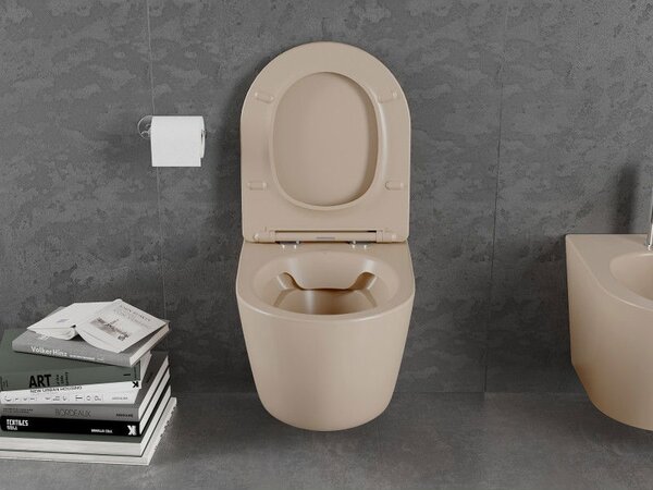 Mexen Lena WC misa Rimless s doskou s pomalým zatváraním slim, duroplast, cappuccino mat - 30224064