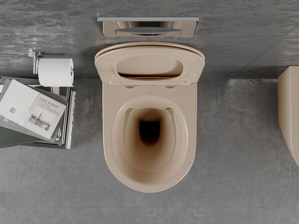 Mexen Lena WC misa Rimless s doskou s pomalým zatváraním slim, duroplast, cappuccino mat - 30224064