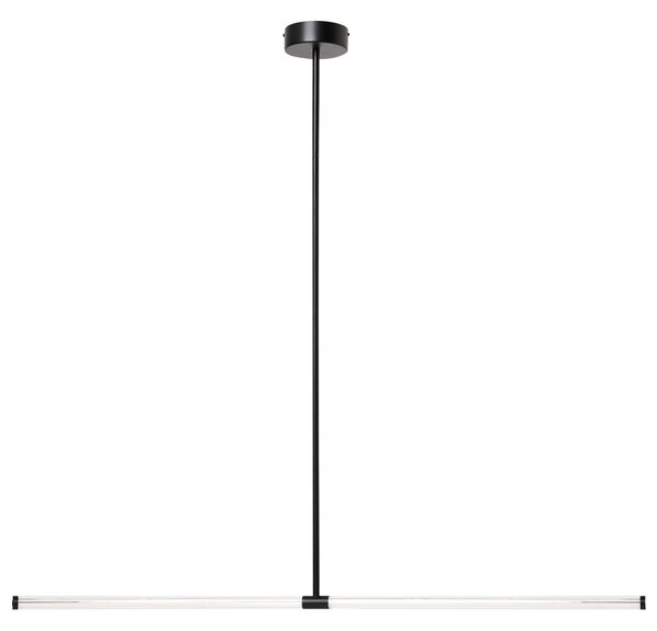 Závesné LED svietidlo čierne kovové lineárne moderný minimalistický štýl kuchyňa jedáleň
