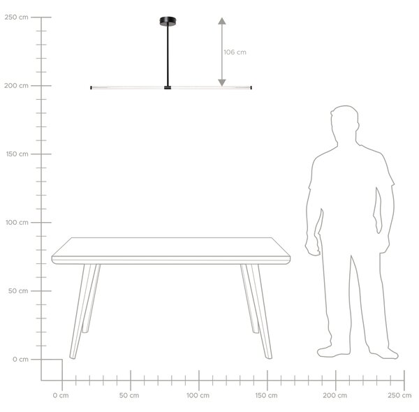 Závesné LED svietidlo čierne kovové lineárne moderný minimalistický štýl kuchyňa jedáleň