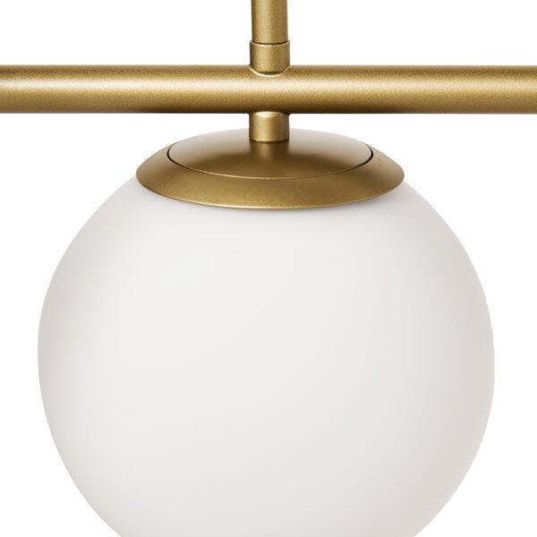 Závesná lampa zlatá kovová so 7 sklenenými tienidlami guľatý tvar glamour štýl kuchyňa jedáleň