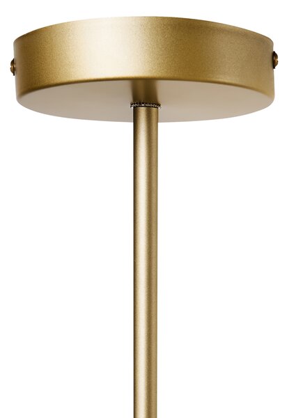 Závesná lampa zlatá kovová so 7 sklenenými tienidlami guľatý tvar glamour štýl kuchyňa jedáleň
