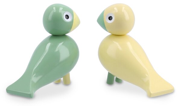 Drevený vtáčik Liliput Light Yellow / Green – sada 2 ks