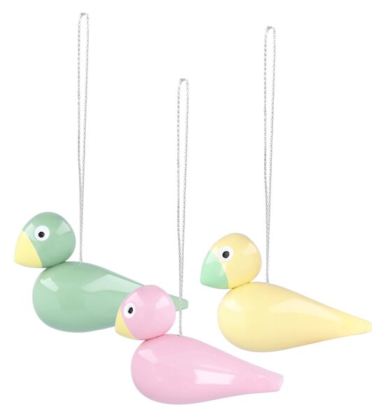 Drevené závesné ozdoby Birds – sada 3 ks