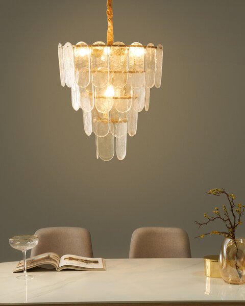 Luster mosadzný kov sklo ⌀ 48 cm závesná lampa sklenený glamour štýl obývačka spálňa