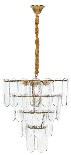 Luster mosadzný kov sklo ⌀ 48 cm závesná lampa sklenený glamour štýl obývačka spálňa
