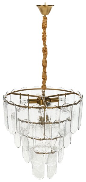 Luster mosadzný kov sklo ⌀ 48 cm závesná lampa sklenený glamour štýl obývačka spálňa