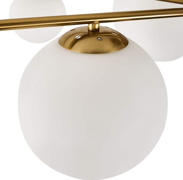 Stropná lampa zlatá kov so 6 sklenenými tienidlami guľatý tvar glamour štýl obývacia izba spálňa