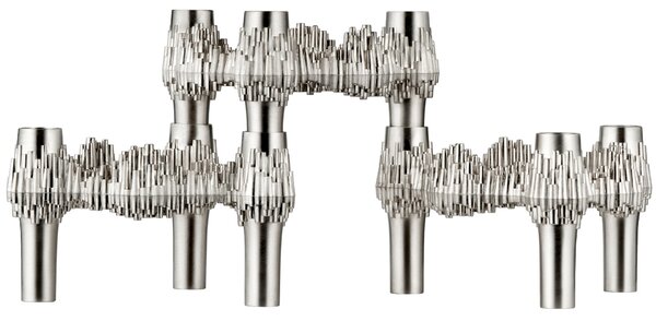 Dizajnový svietnik STOFF Nagel Quist Brushed Chrome – set 3 ks