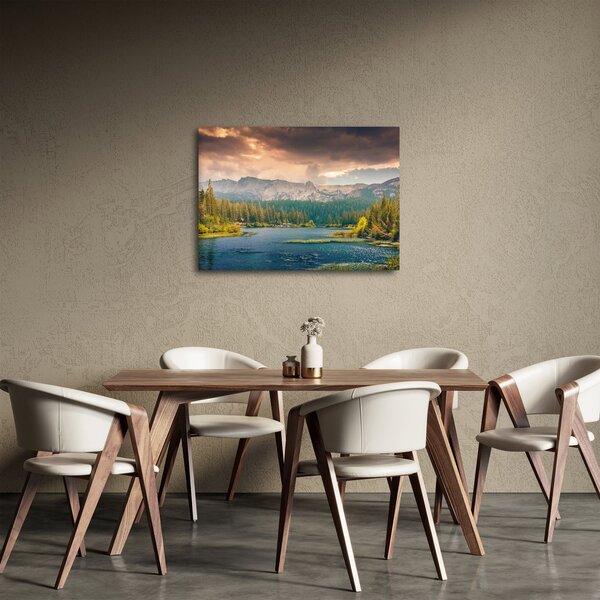 Obraz horskej rieky a hôr (70x50 cm)