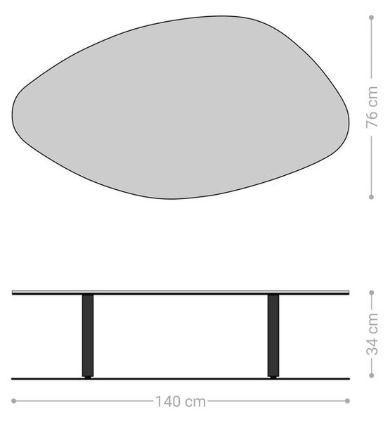 DELIFE Konferenčný stolík Edge organický 140×76 cm keramika Emperador extra leštený tmavohnedá Lumia akryl