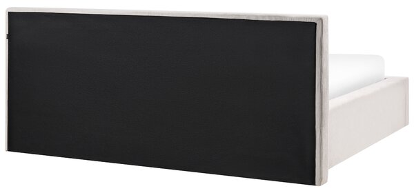 Posteľ s úložným priestorom svetlobéžová menčestrové čalúnenie 180 x 200 cm rám postele s roštom moderný dizajn
