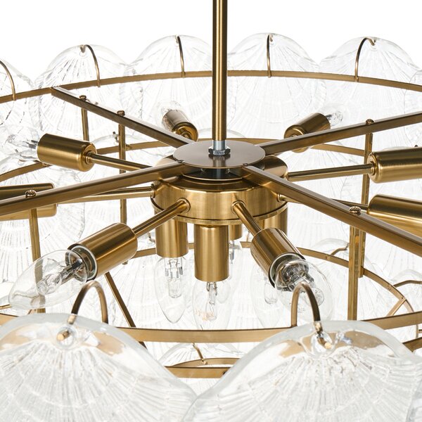 Luster mosadzný kov sklo ⌀ 80 cm závesná lampa sklenený glamour štýl obývačka spálňa