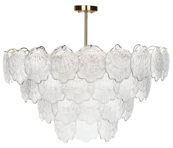 Luster mosadzný kov sklo ⌀ 80 cm závesná lampa sklenený glamour štýl obývačka spálňa