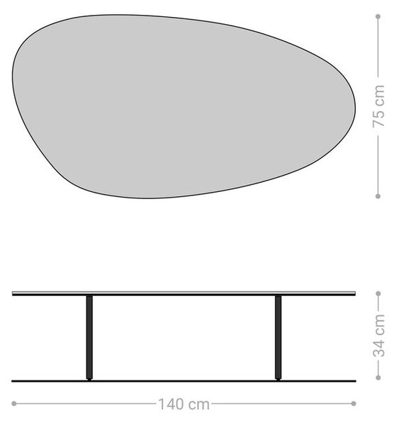 DELIFE Konferenčný stolík Edge oválny 140×75 cm keramika Emperador Extra Lucidato tmavohnedá Salto kov čierna