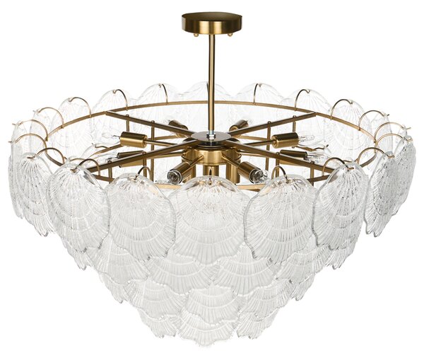 Luster mosadzný kov sklo ⌀ 80 cm závesná lampa sklenený glamour štýl obývačka spálňa